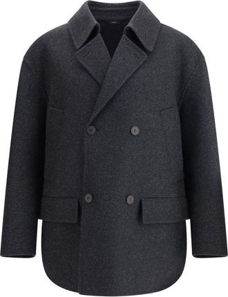 Fendi Gray Fleece Wool Mens Coat