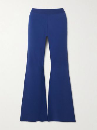 Stella McCartney Pantaloni Cropped Svasati In Maglia Stretch - Blu
