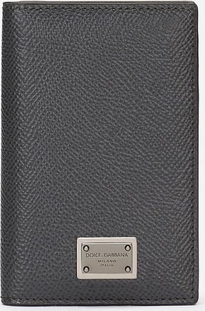 Dolce & Gabbana Dauphine-print Calfskin Bifold Card Holder - Man Wallets And Small Leather Goods Gray Leather Onesize