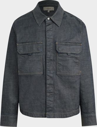 Hudson Mens Denim Flap Pocket Shirt Jacket