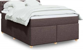 vidaXL Vidaxl - Cama Box Spring Con Colch&oacute;n Tela Marr&oacute;n Oscuro 140x200 Cm