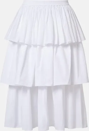 Alaia Ala&iuml;a Ruffled tiered cotton midi skirt