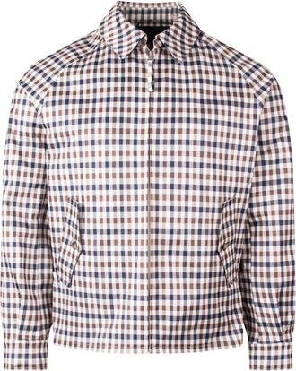 Aquascutum Mens Active Archival Mid Jacket Club Check Beige Coat - Size X-Large