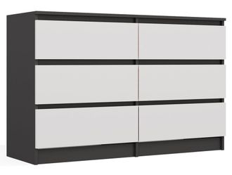 Topeshop Milan - C&oacute;moda Ancha Para Dormitorio Con 6 Cajones - 30x120x75 Cm - Mueble De Almacenamiento - Antracita Y Blanco