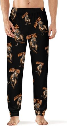 Generic Tiger Muay Thai Funny Mens Pajama Pant Novelty Soft Jogger Lounge Pants Sleepwear