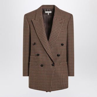 Chloé Brown/Black Houndstooth Double-Breasted Jacket