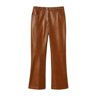 Twinset Broek met wijde pijpen van imitatieleer - Dames - Leren Broeken - Bruin - XS - Leer - Broeken