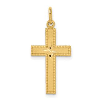 Diamond2Deal 14k Yellow Gold Diamond-cut Cross Pendant