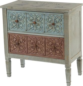 Hhg Non utilizzato] Como cassettiera shabby vintage legno stile spagnolo modello Aveiro 40x79x80cm