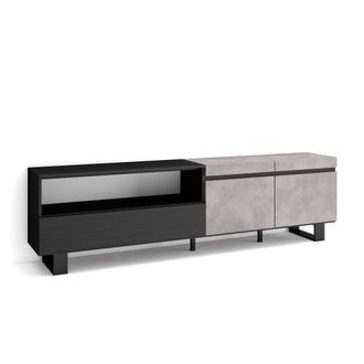 Skraut Home Skraut Home - Mueble Tv, Televisi&oacute;n, Muebles De Sal&oacute;n, Almacenaje, 200x57x35cm, Para Tv Hasta 80, Dise&ntilde;o Industrial, Estilo Moderno, Gris Cemento