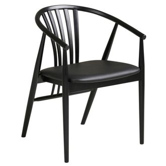 Moloo Silla de comedor de madera maciza negra y poliuretano negro