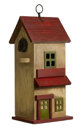 Glitzhome Solid Wood Cottage Decorative Outdoor Garden Birdhouses in Red at Nordstrom, Size Medium