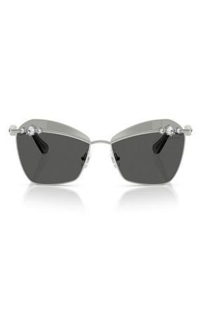 Swarovski 57mm Butterfly Sunglasses in Silver/grey Tampo Silver at Nordstrom