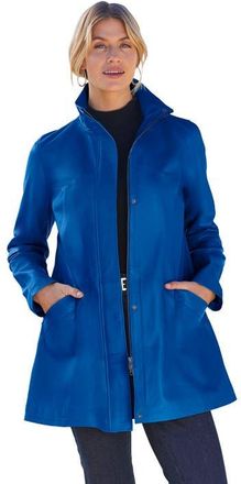 Jessica London A-Line Zip Front Leather Jacket in Dark Sapphire at Nordstrom, Size 26