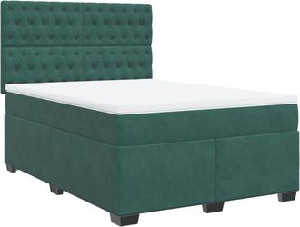vidaXL Vidaxl - Cama Box Spring Con Colch&oacute;n Terciopelo Verde Oscuro 160x200 Cm