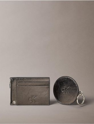 Calvin Klein Womens Archive Hardware Wallet + Mirror Set - Grey - OS