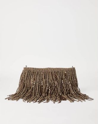 Brunello Cucinelli Brown Leather Fringe Bag