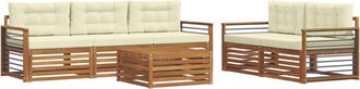 vidaXL Conjunto De Sof&aacute;s De Exterior 6 Uds. Natural Y Crema Vidaxl