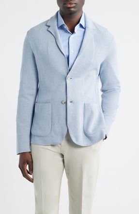 Emanuel Berg Premium Cotton Knit Sport Coat in Light Pastel Blue at Nordstrom, Size Xx-Large