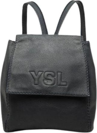 Saint Laurent Pre-owned Leather Backpack - Dames - Vintage Rugzakken - Blauw - ONE Size - Leer - Vintage
