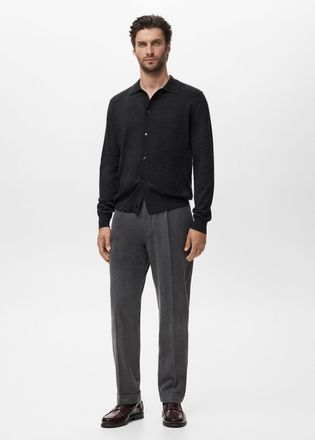 Mango Cardigan 100% lana merino grigio scuro vigor&eacute; - Uomo - M - MANGO MAN