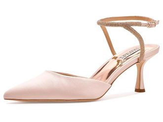 Badgley Mischka Autumn High Womens Heels Champagne Satin : 6.5 M, Synthetic