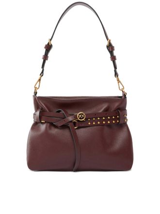 Pinko Burgundy Mini Structured Studded Shoulder Bag