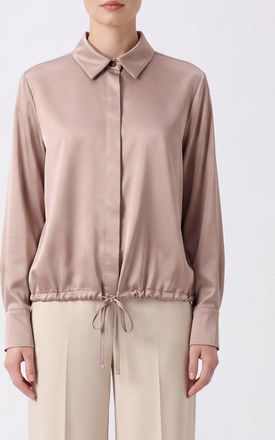 Liviana Conti Satin Shirt with Drawstring Hem and Concealed Fastening