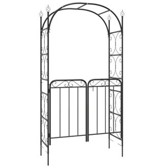 Berkfield Home Garden Arch with Gate Black 108x45x235 cm Steel | Size: 108 x 45 x 235 cm