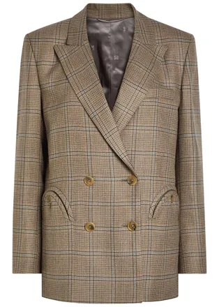 Blaz&eacute; Milano Everynight Checked Double-breasted Wool Blazer - Beige - 00 (UK4 / Xxs)