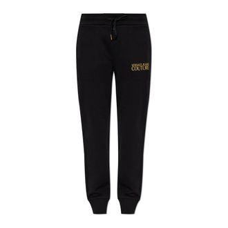 Versace Jeans Couture Sweatpants, female, Black, Size: XS Sweatpants with embroidered logo