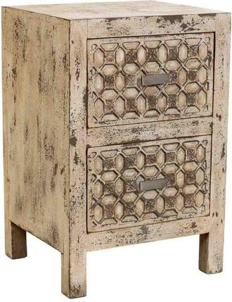 Wanderlust Deco Mesita De Noche De Madera Artesanal Gris 45x35x60h Cm