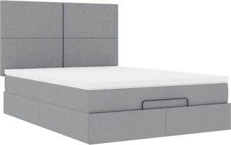 vidaXL Estructura Cama Otomana Con Colch&oacute;n Tela Gris Claro 140x190 Cm Vidaxl