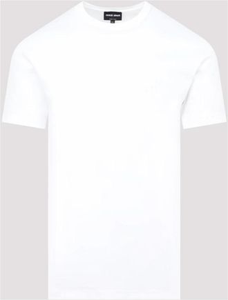 Giorgio Armani Katoenen Interlock T-shirt - Heren - T-shirts - Wit - 2XL - Katoen - Tops
