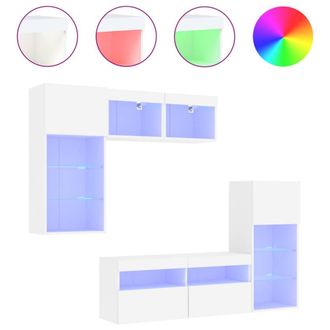 Berkfield Home 5 Piece TV Wall Units with LED White Engineered Wood