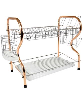 Better Chef 16-Inch Chrome Dish Rack With Copper Accents