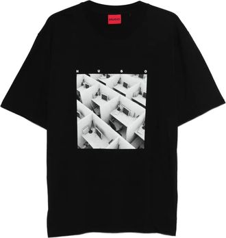 HUGO BOSS graphic print T-shirt - men - Cotton - M - Black