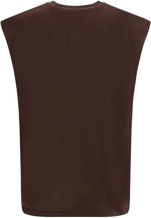 GCDS Mens Brown Cotton Sleeveles T-Shirt