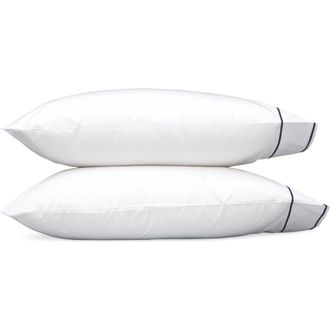 Matouk Ansonia Set of 2 500 Thread Count Pillowcases in White/Navy at Nordstrom, Size King