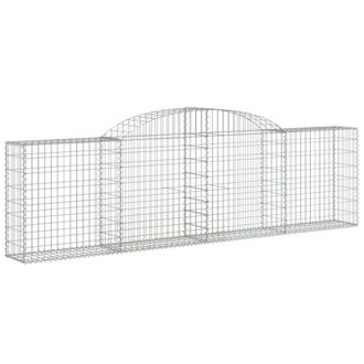 Berkfield Home Decorative Arched Gabion Baskets 4 pcs 300x30x80/100 cm Galvanise in Silver