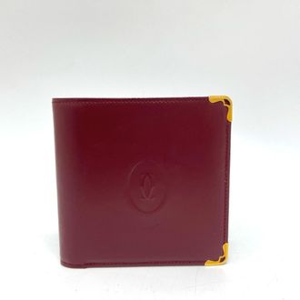 Cartier Wine Red Leather Wallet (Bi-Fold) (Pre-Owned)