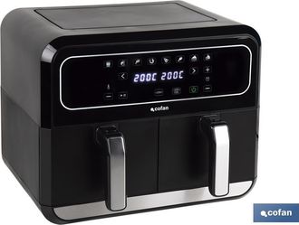 cofan Freidora De Aire Dual 8 L 1700 W, Freidora De Aire Que Cuenta Con Dos Cubetas Antiahderentes, Libres De Bpa Y Extra&iacute;bles, Con Las Que Podr&aacute;s Cocinar D