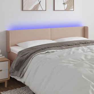 vidaXL Cabecero Con Led Cuero Sint&eacute;tico Capuchino 183x16x78/88 Cm Vidaxl