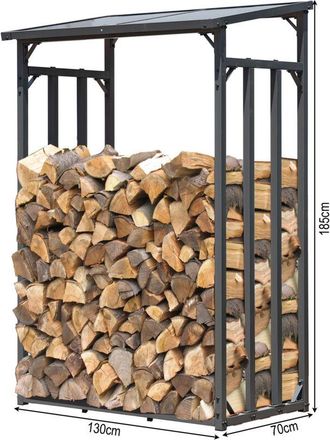 Quick-Star Quick-star - Metall Kaminholzregal Anthrazit 130 X 70 X 185 Cm Garten Kaminholzunterstand 1,6 M&sup3; / 2,5 Srm Kaminholzlager Stapelhilfe Aussen