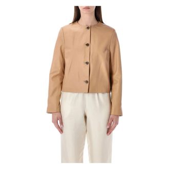 Loulou Studio Leather Jackets, female, Beige, Size: S Raho Leather Jacket