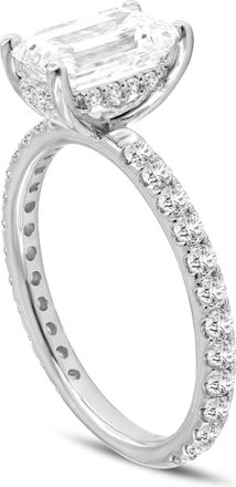 LuvMyJewelry Zina 14K Yellow Gold Emerald Cut Hidden Halo Lab Grown Diamond Engagement Ring - 2.53 Ct