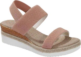 Generic Womens Wedge Sandals Casual Stylish Ladies Summer Shoes Solid Color Mid Heels Breathable Comfortable Slingback Sandals Outdoor Beach