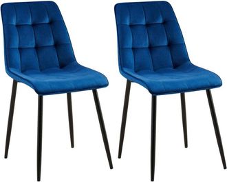 Clp Clp - Lote De 2 Sillas De Comedor Funda De Terciopelo Gifford Azul Oscuro Terciopelo