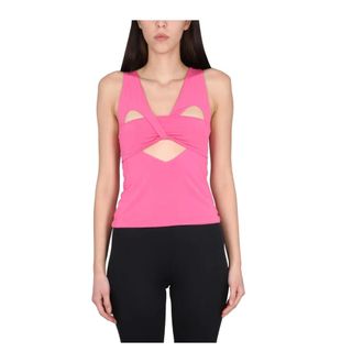 AMBUSH Sleeveless Tops, female, Pink, Size: L Cut-Out Twist Detail Sleeveless Top