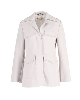 Marni Marni Jacket met Spreid Kraag en Klepzakken in Off-White Wol-Polyester Mengeling